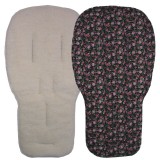 Seat Liner to fit Bugaboo Pushchairs Black Roses / Lambs Fleece
